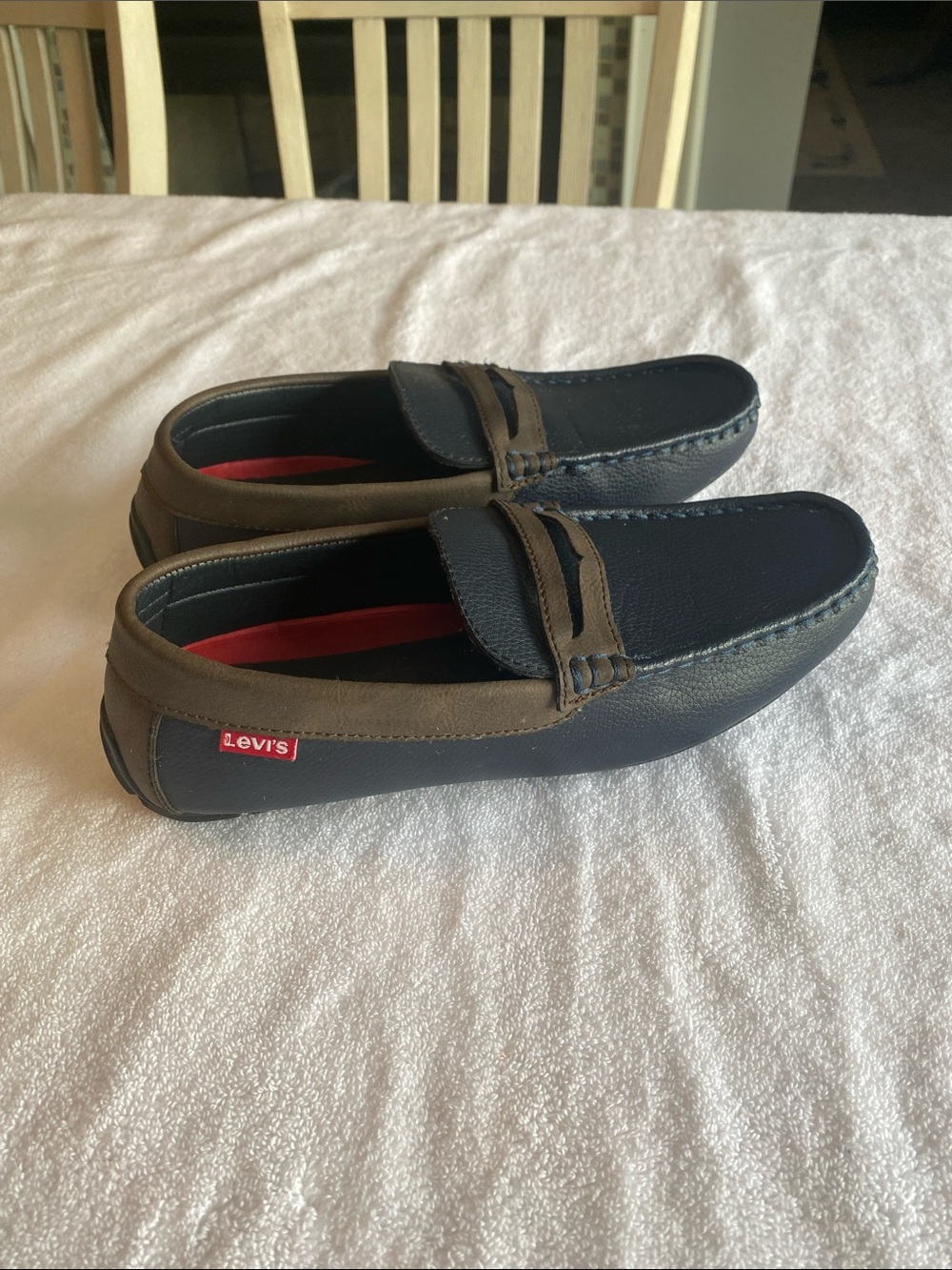 Levi's Navy and Brown Slip-On Driving Loafers